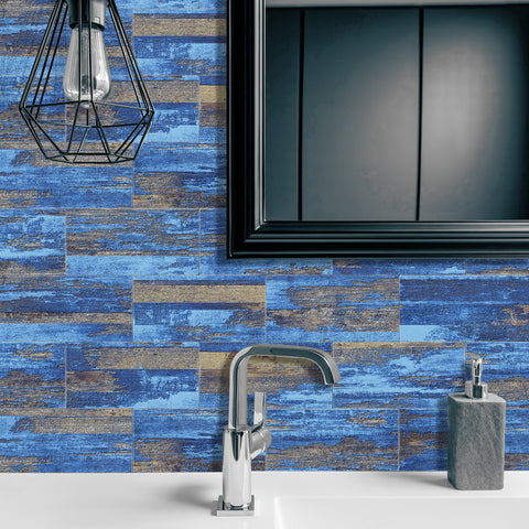 Coastal Blue Barnwood Wallpaper