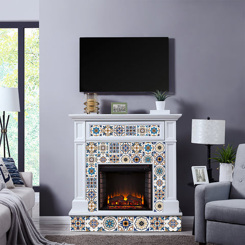 Blue-brown retro tile stickers: reproduce the charm of classic art