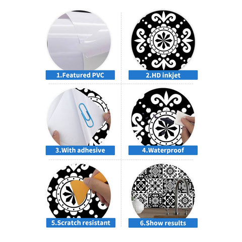 Black and white graphics Creative tile stickers