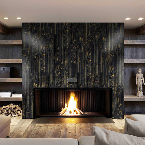 Black Wood Wallpaper for Living Room