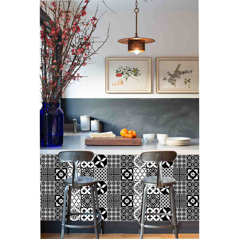 Black and White Geometric Tiles Creative tile stickers