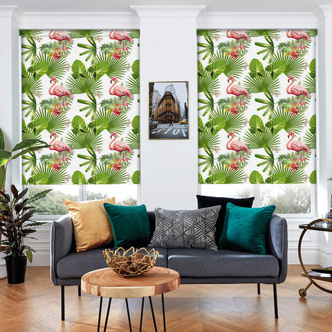 Tropical Flamingo Forest Wallpaper - Vivid Pink Flamingos Amidst Lush Green Foliage