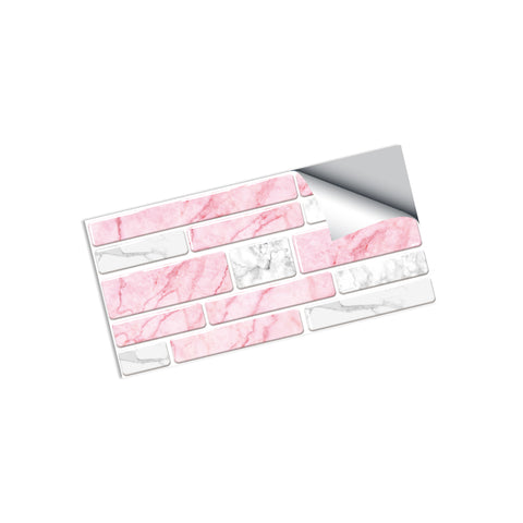 Light PInk Splicing Marble Texture Floor Stickers Peel and Stick