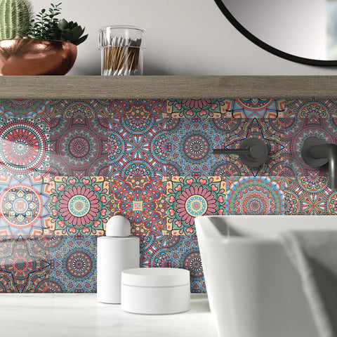 Colorful Mandala: Artistic Carnival of Tile Stickers