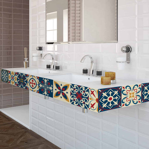 Retro red and blue: the artistic retro style of tile stickers