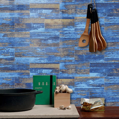 Coastal Blue Barnwood Wallpaper