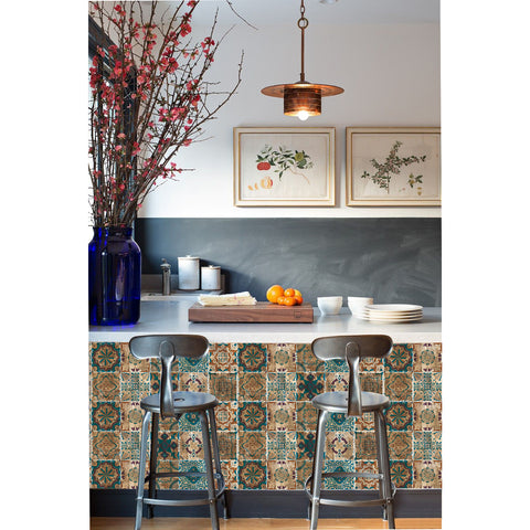 Retro blue-brown tile stickers: interpreting the artistic beauty of the years