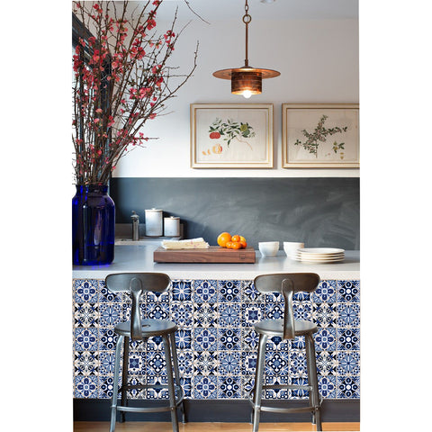 Blue and white classic tile stickers: interpreting the eternal elegance