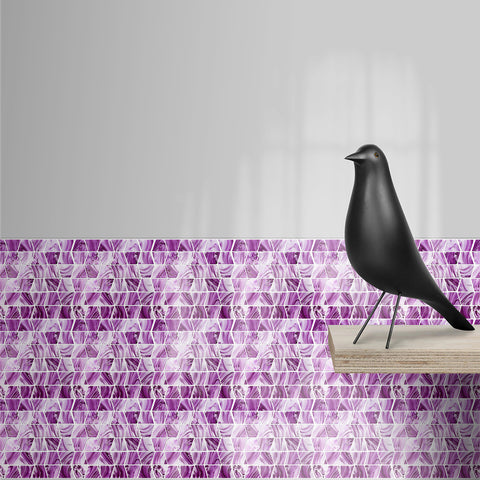 Purple and White Stone Texture Wallpaper Tiles Peel and Stick Wall Stickers