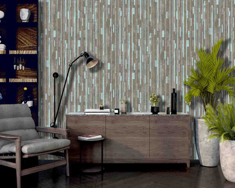 American Simple Vertical Stripes Patchwork Forest Wallpaper