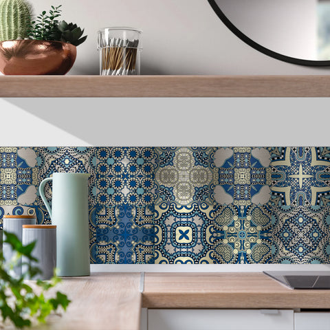 Elegant blue: blue and white classical tile stickers