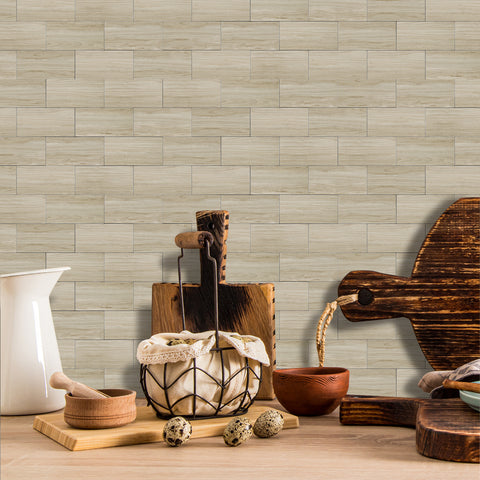 Beige and Cream Textured Peel and Stick Tiles - Rustic Wood Grain PVC for Stylish Spaces