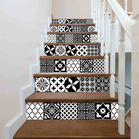 Black and White Geometric Tiles Creative tile stickers