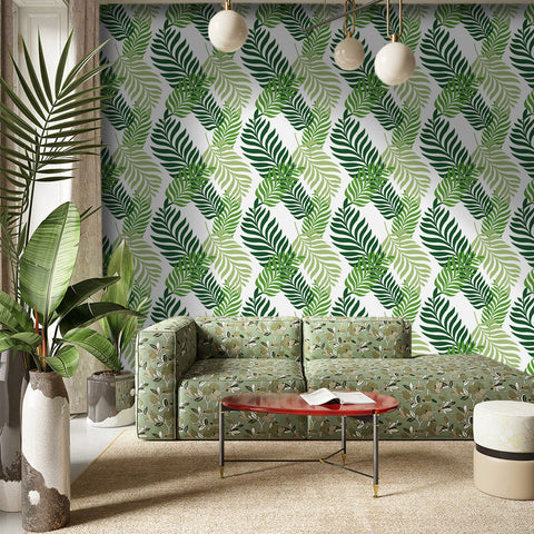 Tropical Green Forest Wallpaper - Interwoven Layers of Greenery in a Natural Design