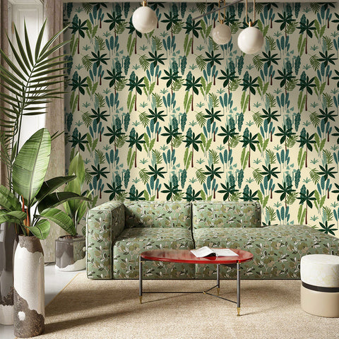 Tropical Foliage Forest Wallpaper - Harmonious Blend of Deep Green Leaves and Natural Textures