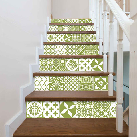 Olive Green Floral Tiles Tiles Creative tile stickers