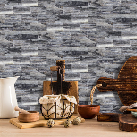 Vinyl Weathered Gray Peel and Stick  Wood Wallpaper for Kitchen