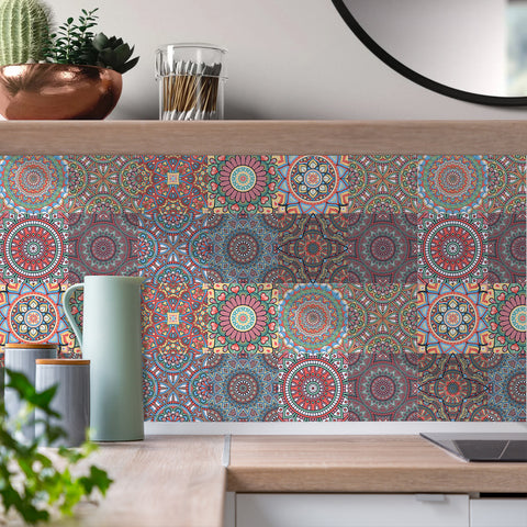 Colorful Mandala: Artistic Carnival of Tile Stickers