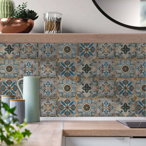 Retro Blues: The Artistic Journey of Tile Stickers