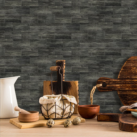 Eco-Friendly Dark Wood Grain PE Tile Stickers for Sustainable Living