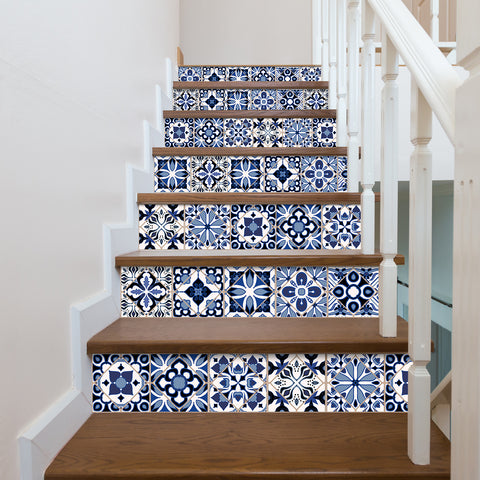 Blue and white classic tile stickers: interpreting the eternal elegance