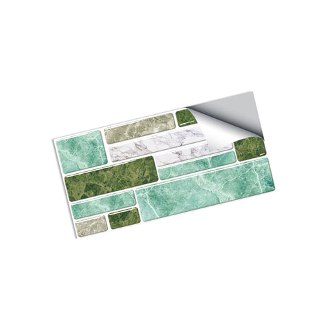 Green Splicing Marble Texture Floor Stickers Peel and Stick