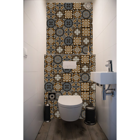 Retro brown-tone tile stickers: interpreting the beauty of classic art