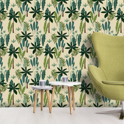 Tropical Foliage Forest Wallpaper - Harmonious Blend of Deep Green Leaves and Natural Textures