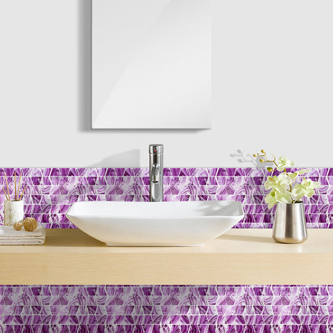 Purple and White Stone Texture Wallpaper Tiles Peel and Stick Wall Stickers