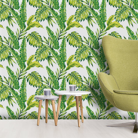 Scandinavian Tropical Greenery Forest Wallpaper - A marvelous blend of Scandinavian and tropical