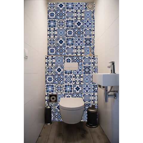 Blue and white classic tile stickers: interpreting the eternal elegance