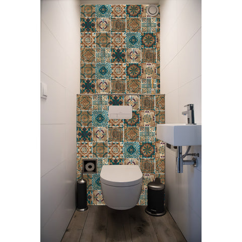 Retro blue-brown tile stickers: interpreting the artistic beauty of the years