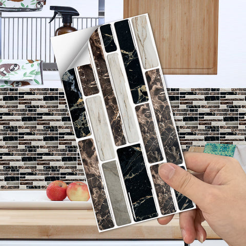 Brown Splicing Marble Texture Floor Stickers Peel and Stick