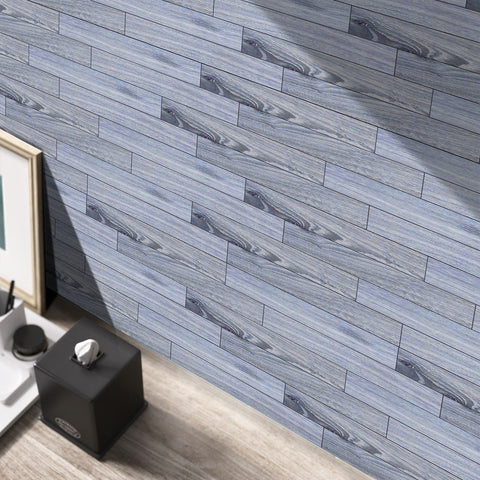 Reclaimed Wood Texture Wallpaper in Blue - Stylish Home Upgrade