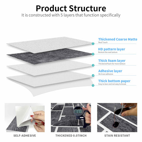 Self Adhesive PE Foam Tile Stickers Waterproof and Removable Perfect for Kitchen Backsplash Bathroom Walls and Stair Steps DIY Home Decoration