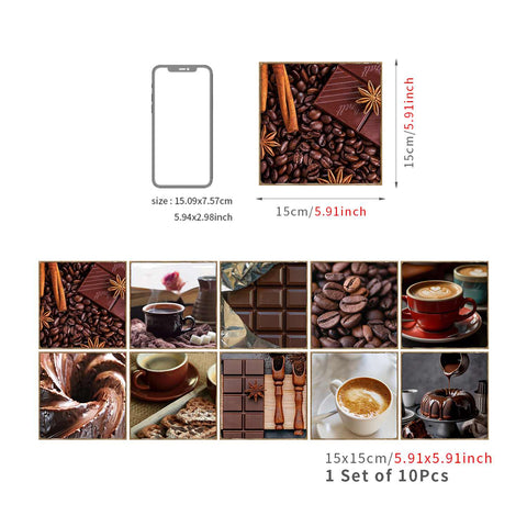 Create a Cozy Atmosphere with Coffee Bean Pattern Brick Decals Easy Peel and Stick Coffee Wall Stickers  for Kitchen, Bathroom, and Living Room
