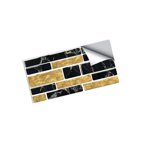 Black and Brown Splicing Marble Texture Floor Stickers Peel and Stick