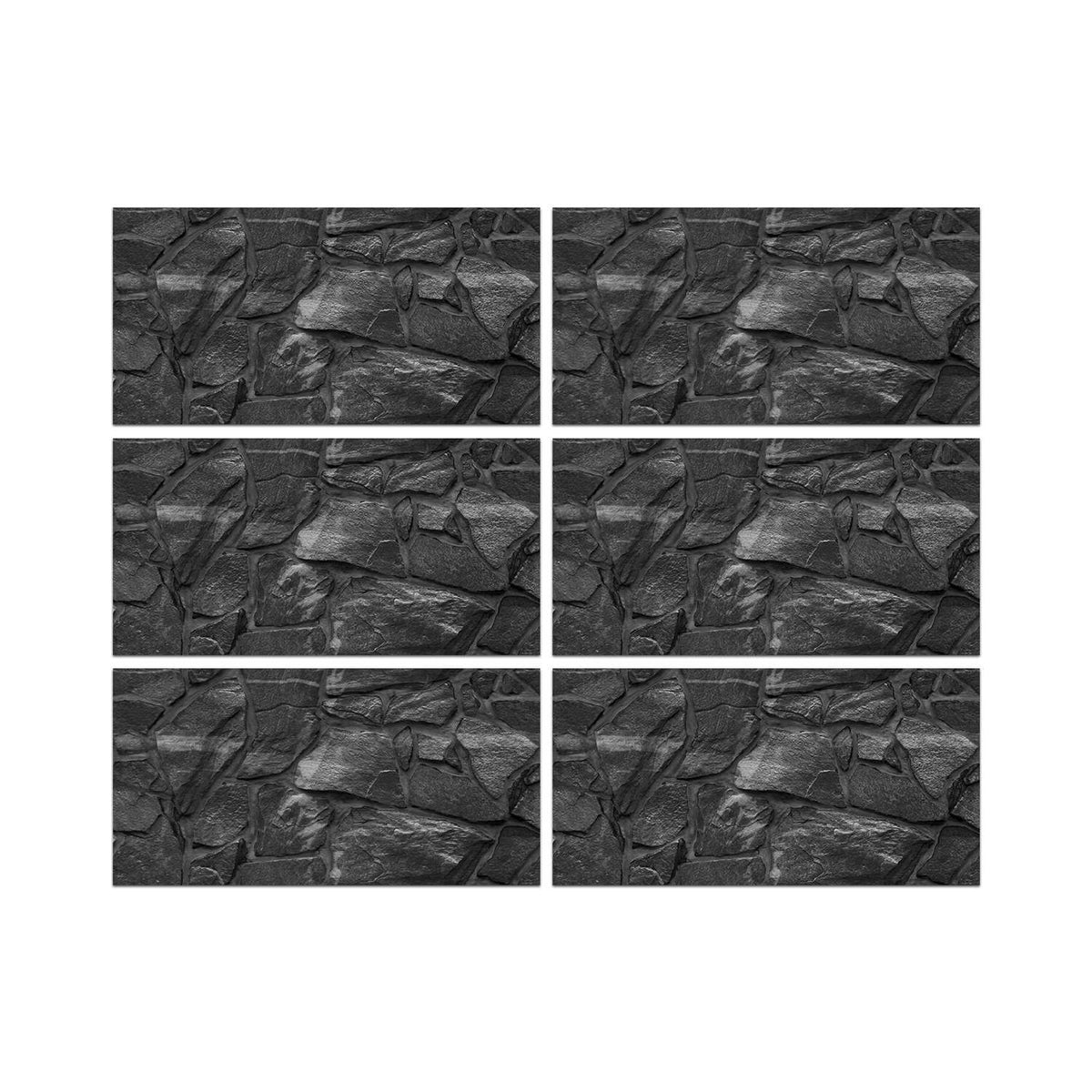 Classic Black Stone Wall Stickers Retro Tile Stickers for Kitchen, Bathroom, and Stair Steps