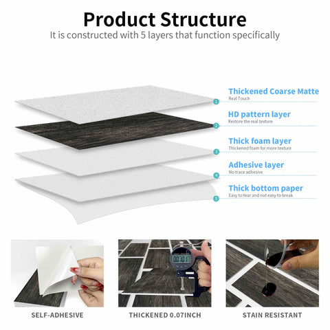 Industrial Style PE Foam Tile Stickers for Home Decor Matte Texture Easy to Clean Self Adhesive Ideal for Kitchen Bathroom Walls and Stair Steps