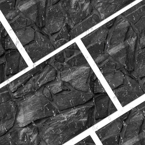 Classic Black Stone Wall Stickers Retro Tile Stickers for Kitchen, Bathroom, and Stair Steps