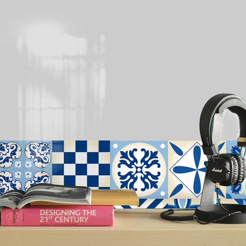 Fresh blue and white: the simple beauty of tile stickers