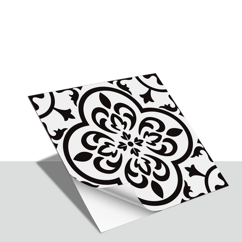 Grey and White Flowers Marble Texture Floor Stickers Tile Modern Peel and Stick