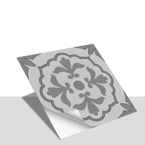 Black Gold Floral Floor Tile Stickers Retro Peel and Stick Geometric Easy Apply