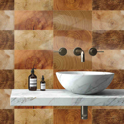 Effect Stick on Tiles for Bathroom Walls, Kitchen Backsplash, and Easy Home Renovation