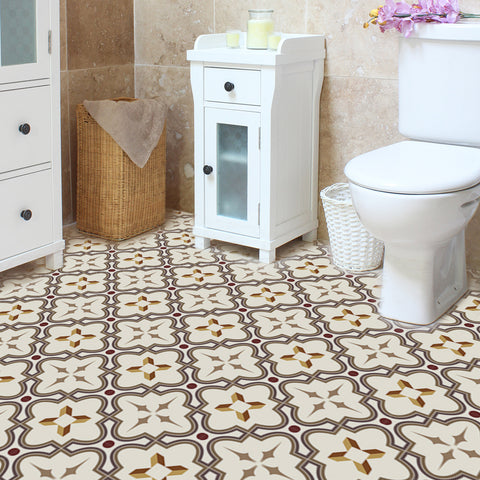 Beautiful Cream and Gold Flower Pattern Tile