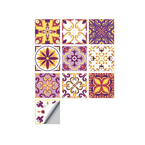 Gorgeous purple and yellow tone: the artistic bloom of tile stickers