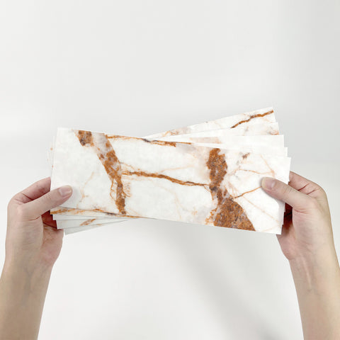 Creamy Caramel Marble Stick on Tiles for Kitchen Backsplash and Bathroom Floors