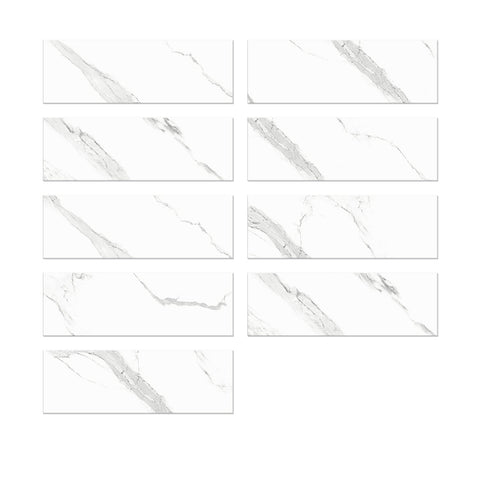 White Classic Marble Peel and Stick Floor Tile Stickers Waterproof