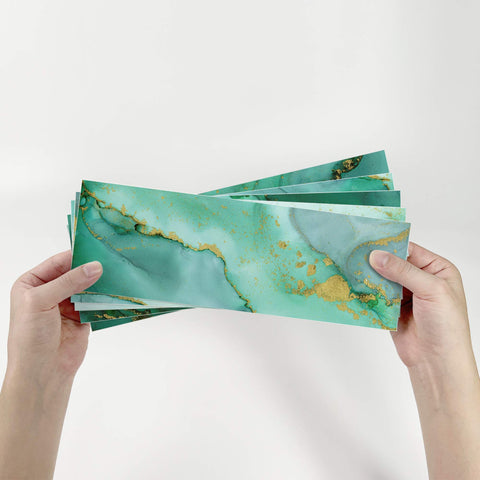 Turquoise Ocean Marble Self-Adhesive Wall Tiles for Kitchen and Home Decor
