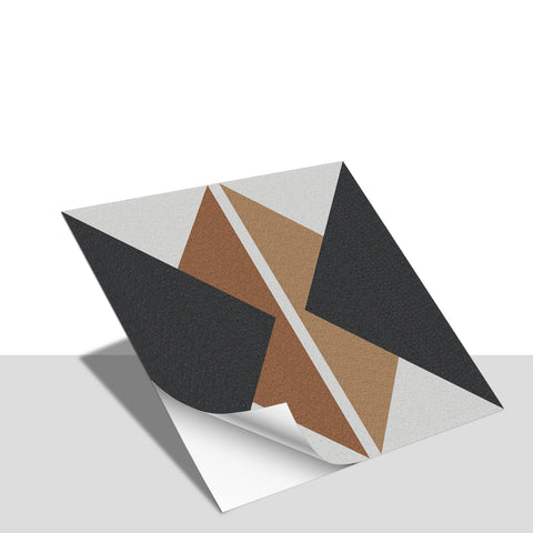 Gray and Brown Triangles Pattern Floor Tile Stickers Peel and Stick Geometrical